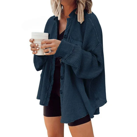 Levoire | Veste En Velours, Avec Capuche Irrégulière Bleu foncé