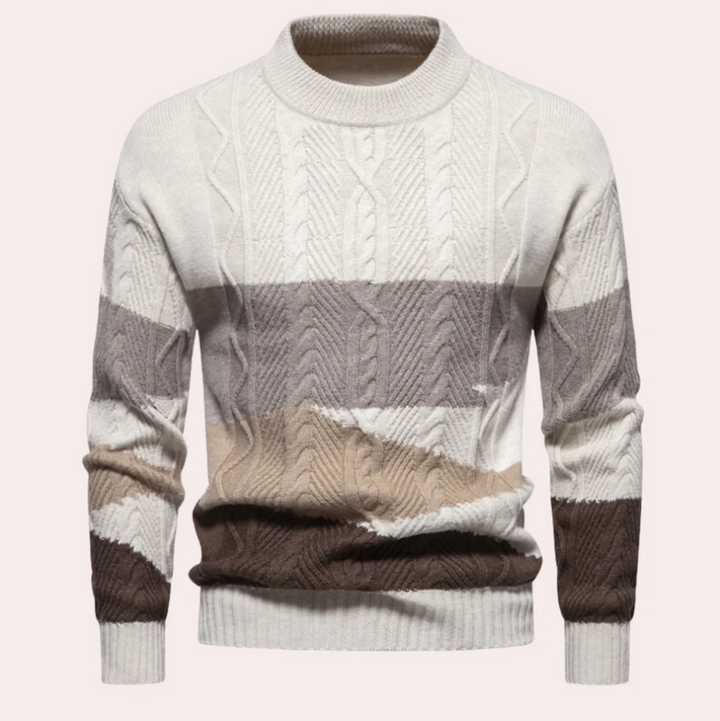 Levoire | Pull Homme Tricoté Avec Motif Contrasté Khaki