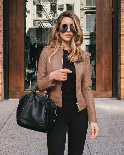 Levoire | Veste Cintrée En Simili Cuir Beige