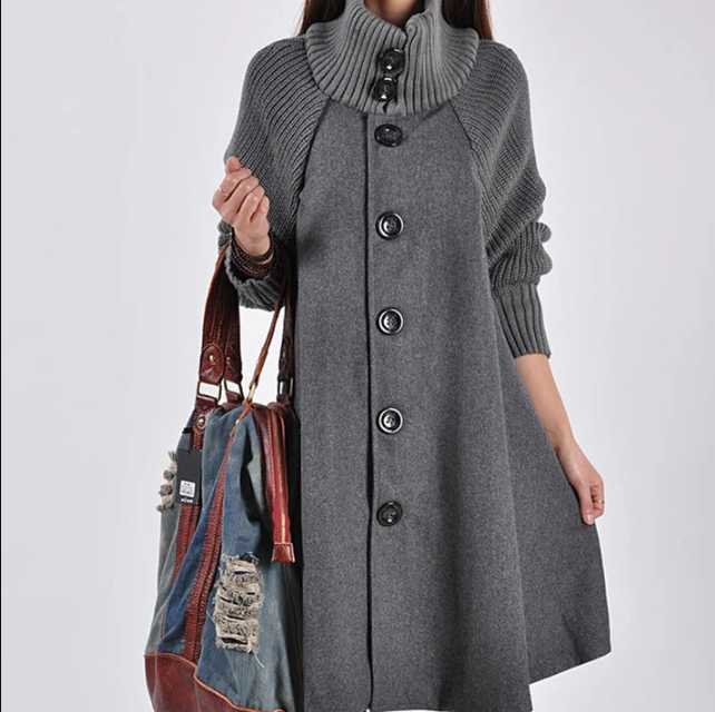 Levoire | Avec Fermeture À Bouton Et Pull Col Roulé Gris