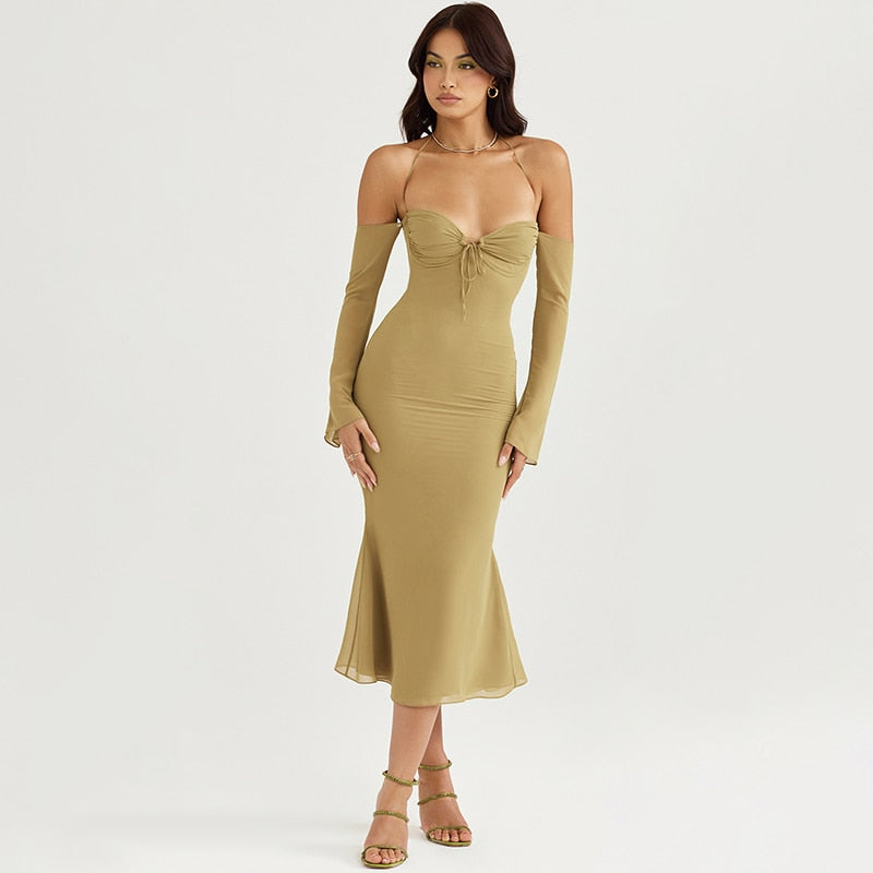 Levoire | Robes Midi Longues À Épaules Dénudées À Halter