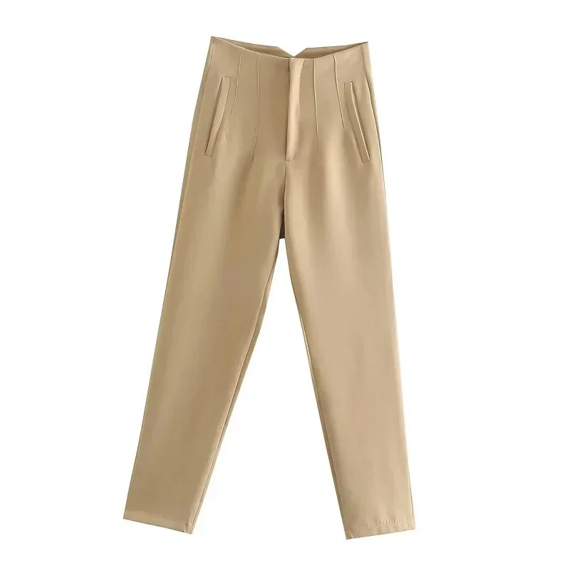 Levoire | Pantalon Formelle Taille Haute Kaki