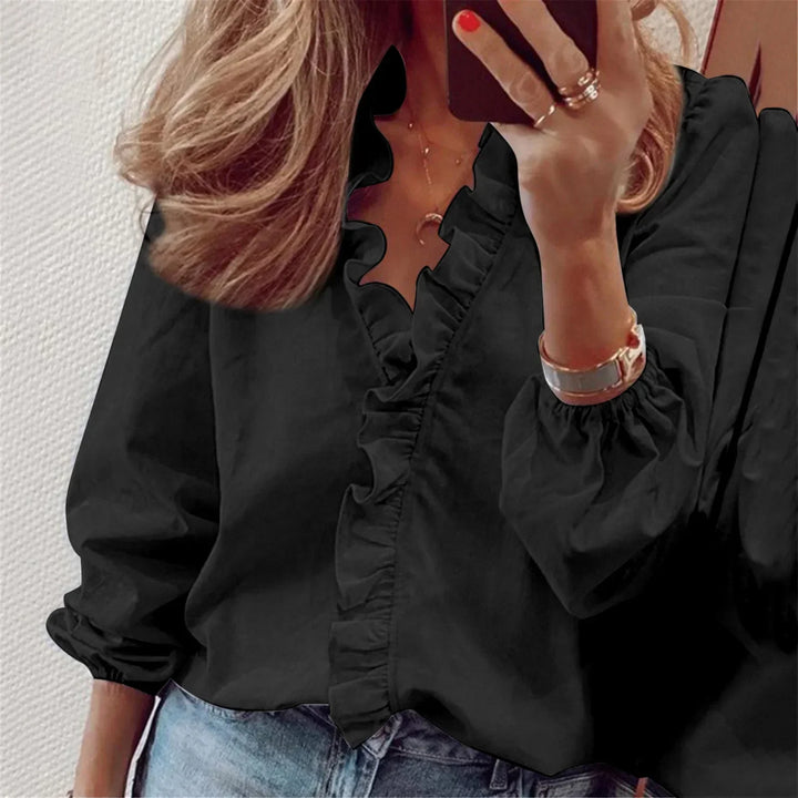 Levoire | Blouse À Manches Longues Avec Volants Noir