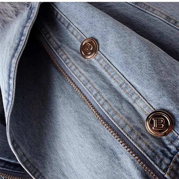 Levoire | Veste en denim à col en fausse fourrure