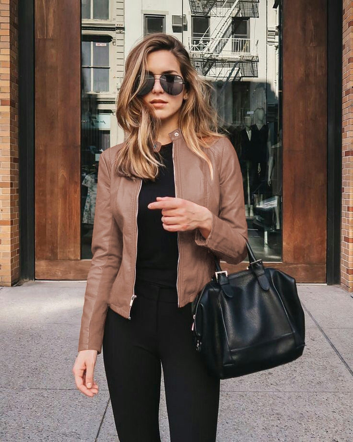Levoire | Veste En Cuir Slim Fit Pour Femmes Braun