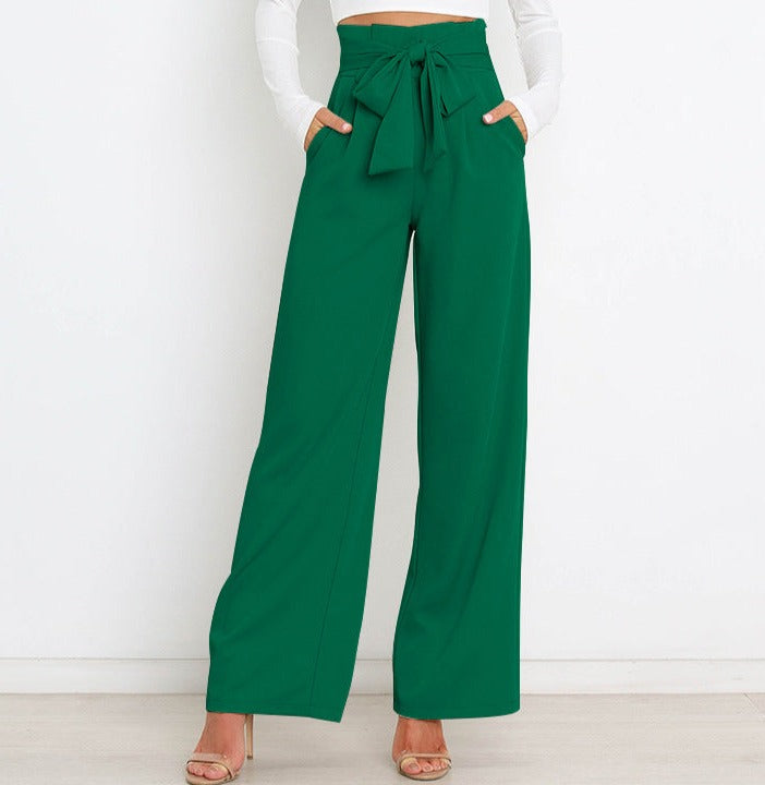 Levoire | Pantalon Élégant À Jambe Large Vert