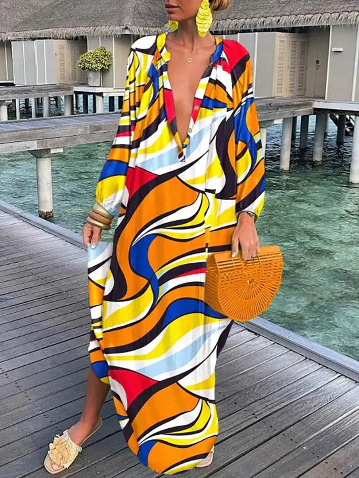 Levoire | Profond Robe À Décolleté En V Élégance Exquise Pour Femmes Jaune
