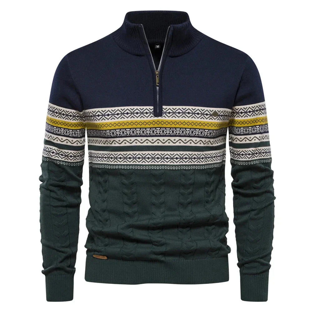 Levoire | Pull Fair Isle Avec Demi-Fermeture Éclair Bleu marine