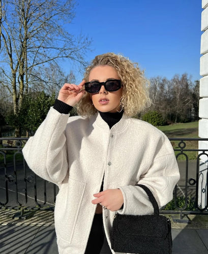 Levoire | Grande Veste En Laine Avec Encolure Ronde Et Bouton