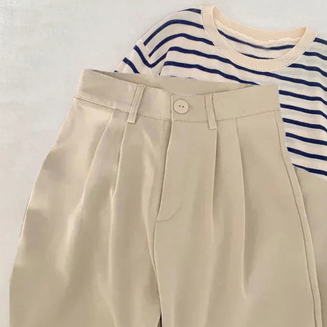 Levoire | Pantalon Élegant Avec Jambes Évasées Beige