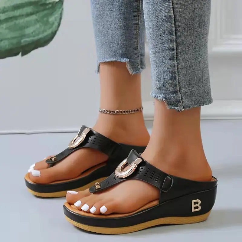 Levoire | Chaussures D'Été, Grandes Semelles Compensées, Antidérapantes, Chaussures De Plage Confortables Noir 1
