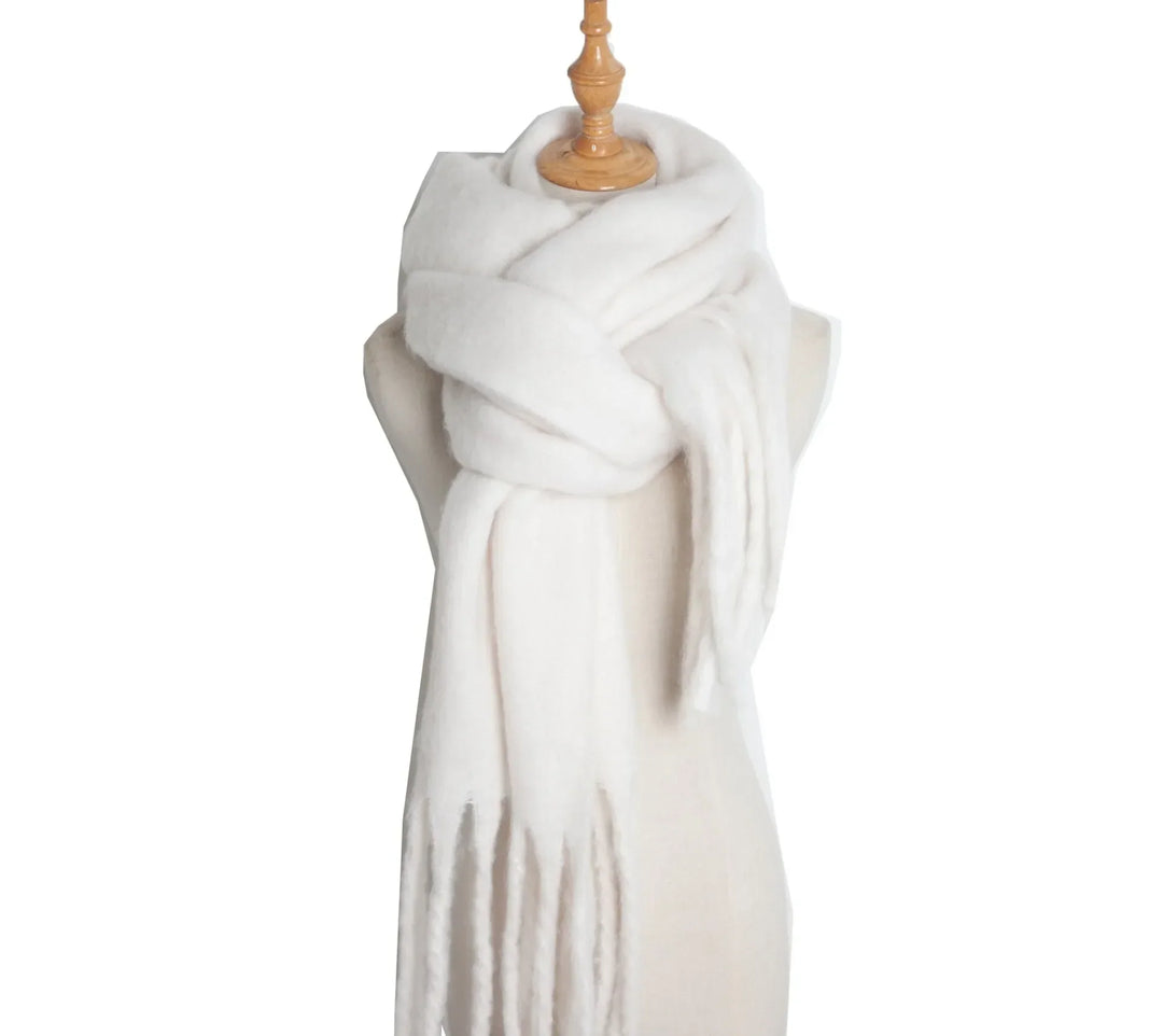 Levoire | Écharpe De Luxe En Cachemire Pour Femme Avec Franges Beige