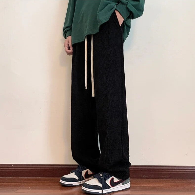 Levoire | Pantalon Baggy En Velours Côtelé Style Vintage Avec Confort Noir