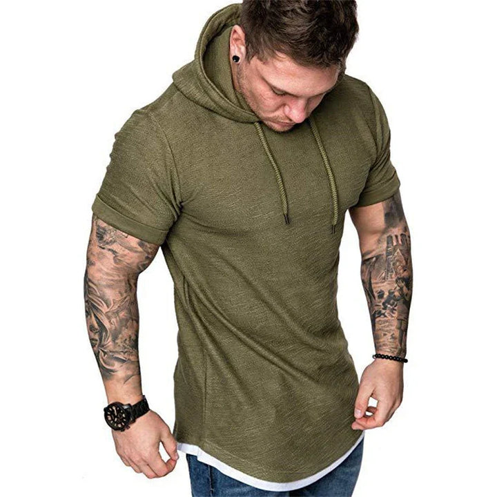 Levoire | Sweat à Capuche Homme Manches Courtes avec Cordon Amy Grün - Blanc Zoom