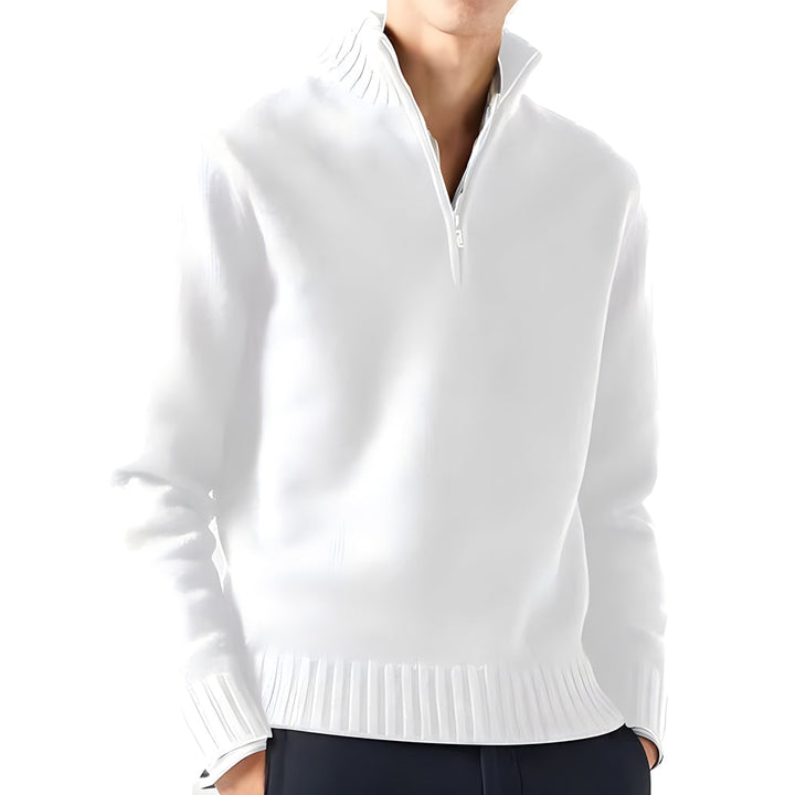 Levoire | Pull À Col Roulé Avec Zip Blanc
