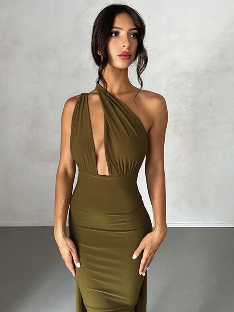 Levoire | Dyp V-Décolleté Dos Nu Sans Bretelles Maxi Robe