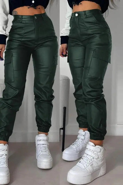 Levoire | Pantalon cargo en cuir Vert