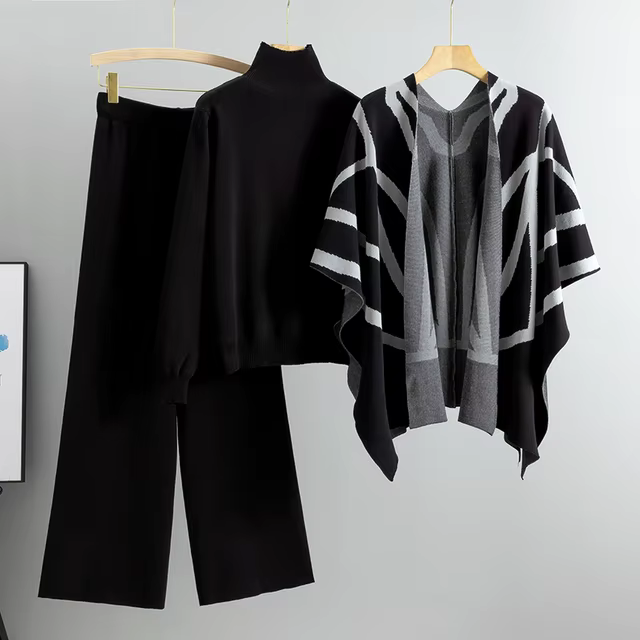 Levoire | Ensemble de 3 pièces en laine douce et confortable Noir (Il ne reste que 8 unités)