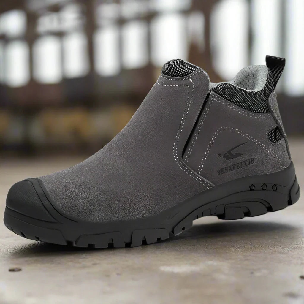 Levoire | Chaussures De Sécurité Ergonomiques Imperméables Pour Hommes Avec Embout En Acier Et Coupe Large Gris