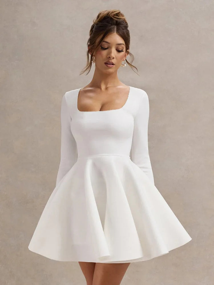 Levoire | Elegantes Weißes Mini-Kleid Mit Square-Ausschnitt