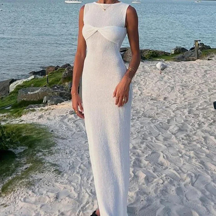 Levoire | Robe De Plage Longue En Style Estival Blanc