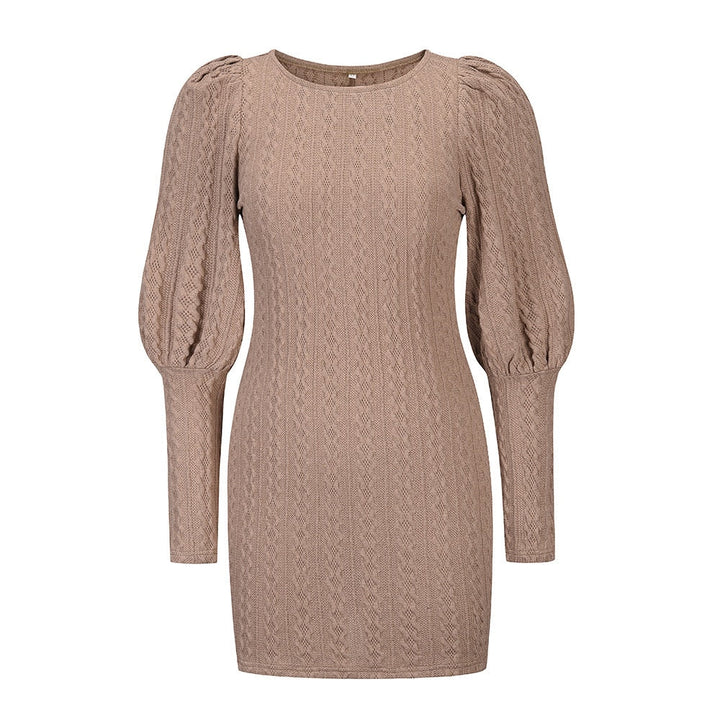 Levoire | Robe Tricotée Style Lanterne Beige