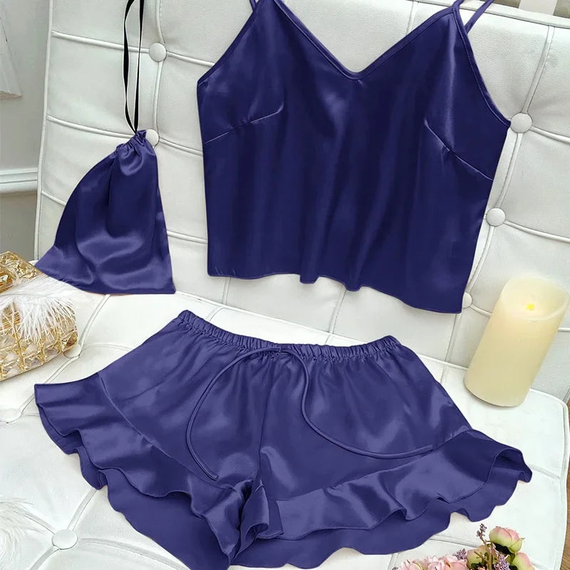 Levoire | Deux Pièces Pyjama Satin Bleu