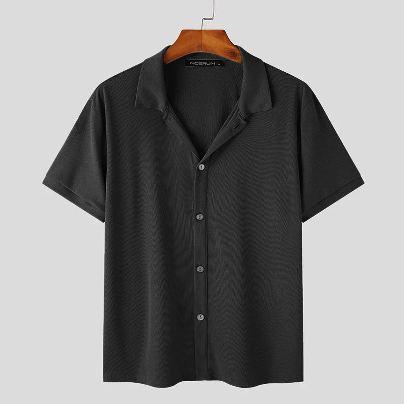 Levoire | Luxe Décontractée Chemise Manches Courtes Noir