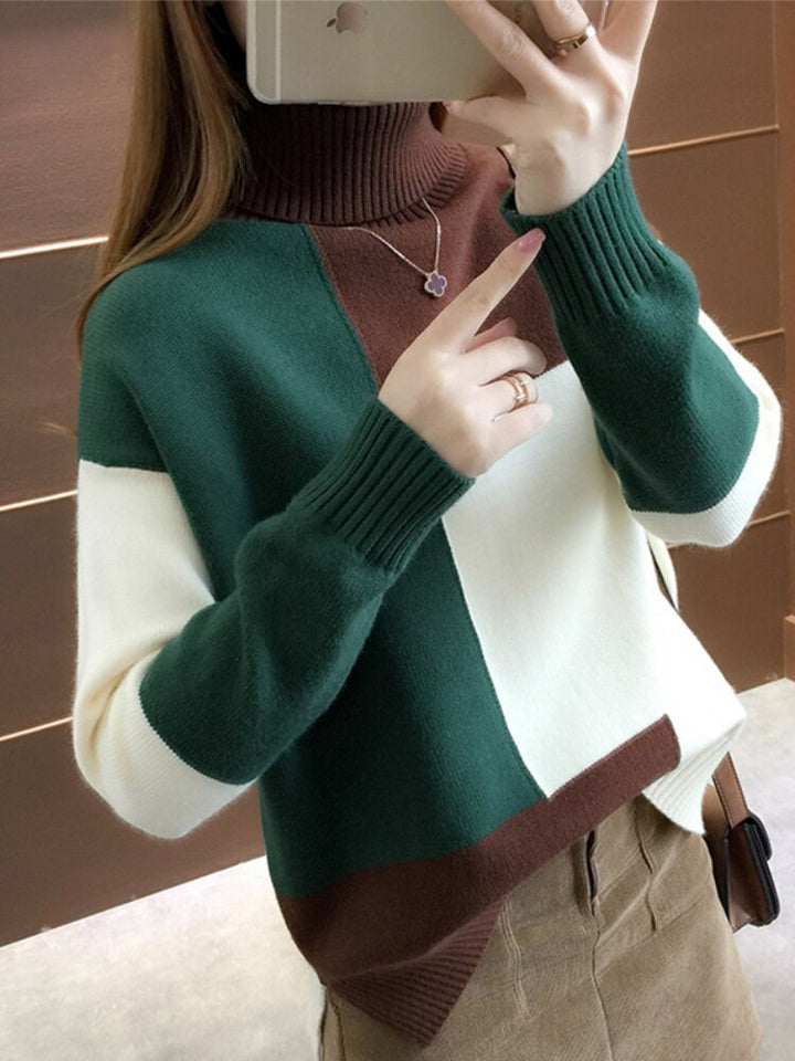 Levoire | Pull À Blocs De Couleur Confortable & Stylé Braun-Vert Une taille