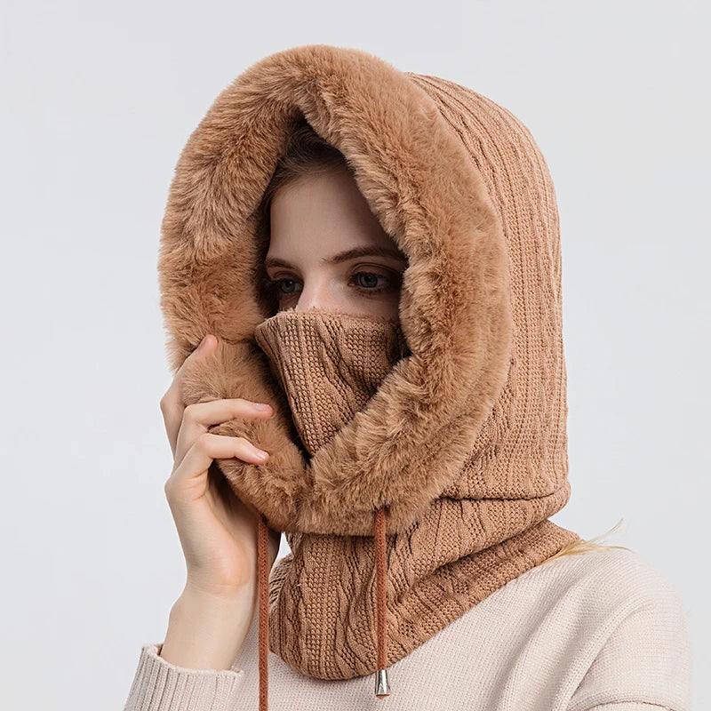 Levoire | Ensemble Hiver : Capuche Et Bonnet En Cachemire Caramel