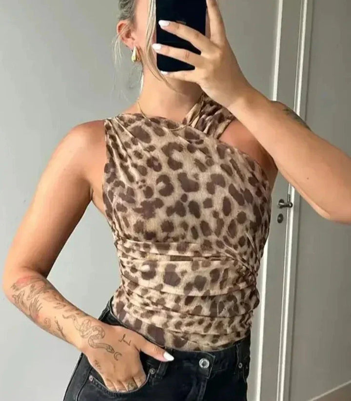 Levoire | Body Sans Manches Été Ajusté Imprimé Pour Femmes Léopard