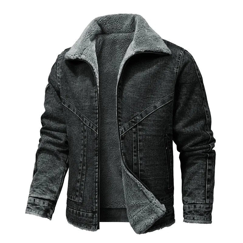 Levoire | Veste En Denim Ample Avec Zip Et Poches Noir