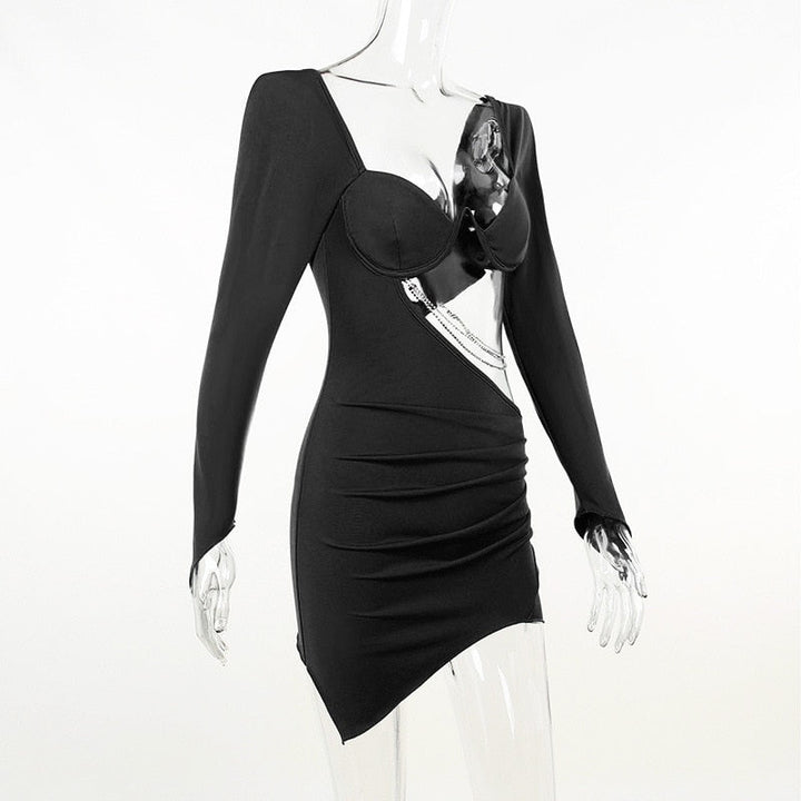 Levoire | Robe Mini Hult À Manches Longues Taille Chaîne