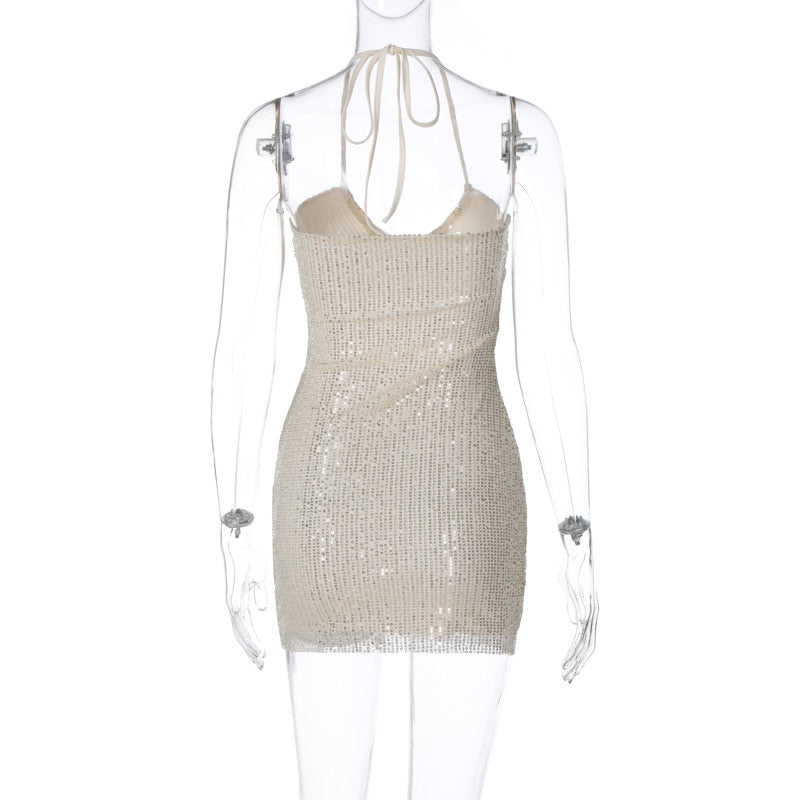 Levoire | Argent Paillettes Haut Sans Bretelles Robe Mini