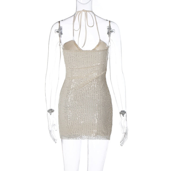 Levoire | Argent Paillettes Haut Sans Bretelles Robe Mini