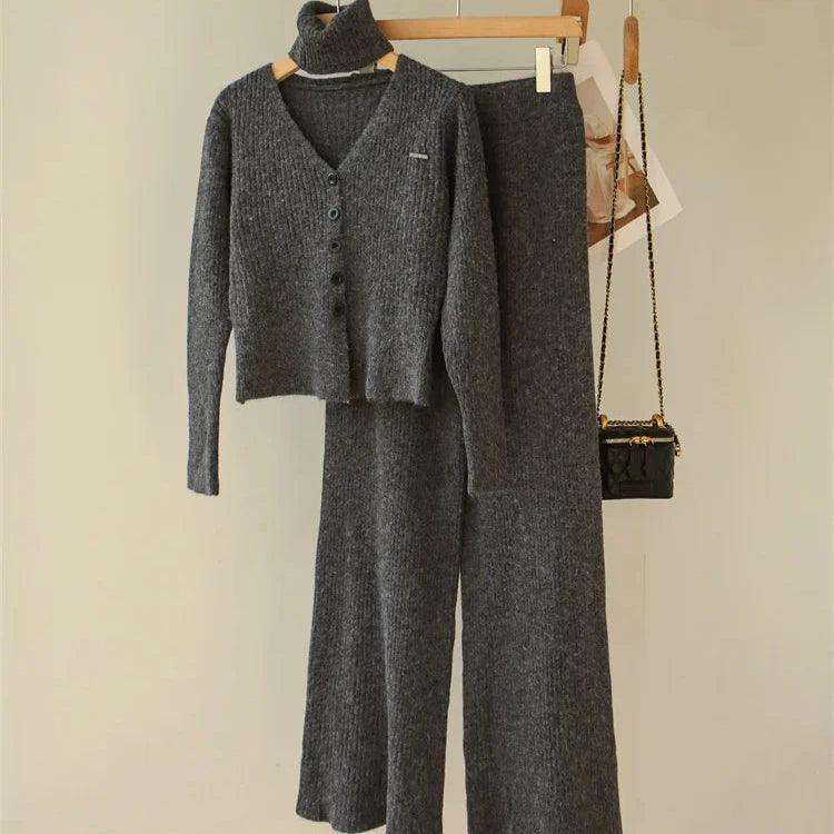 Levoire | Écharpe En Cachemire Prête Pour Le Bureau Et Pantalon Taille Haute Dans L'Ensemble Assorti Gris foncé Une taille