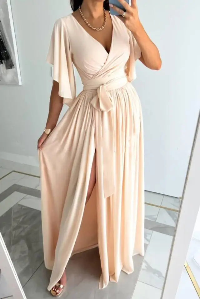 Levoire | Robe Intelligente Avec Décolleté En V Beige