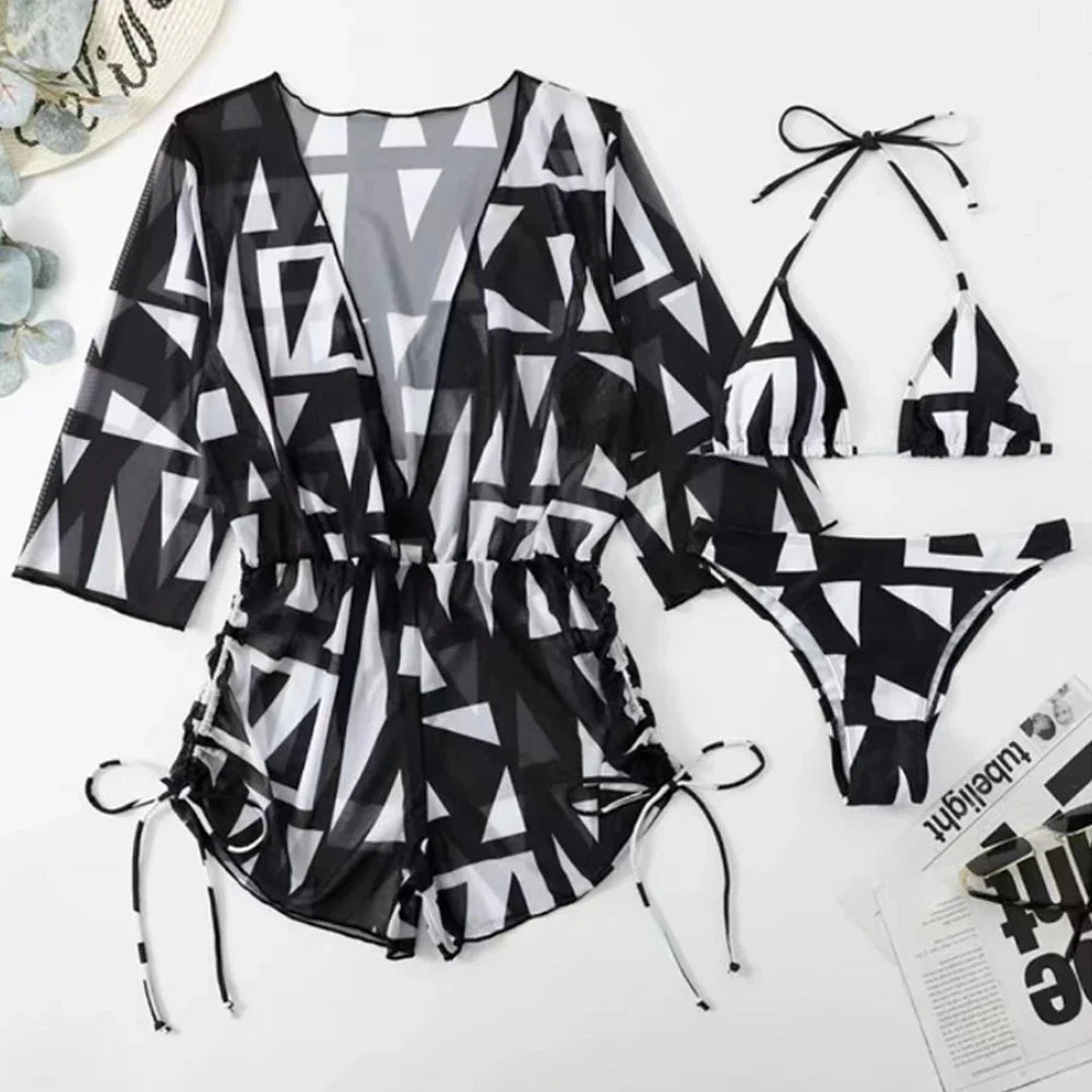 Levoire | Ensemble De Plage Combinaison Associé À Un Bikini Noir