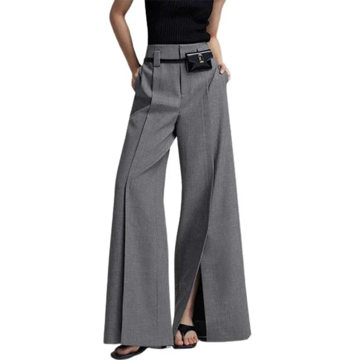 Levoire | Pantalon À Taille Haute Femmes Avec Plis Et Fente Avant Gris