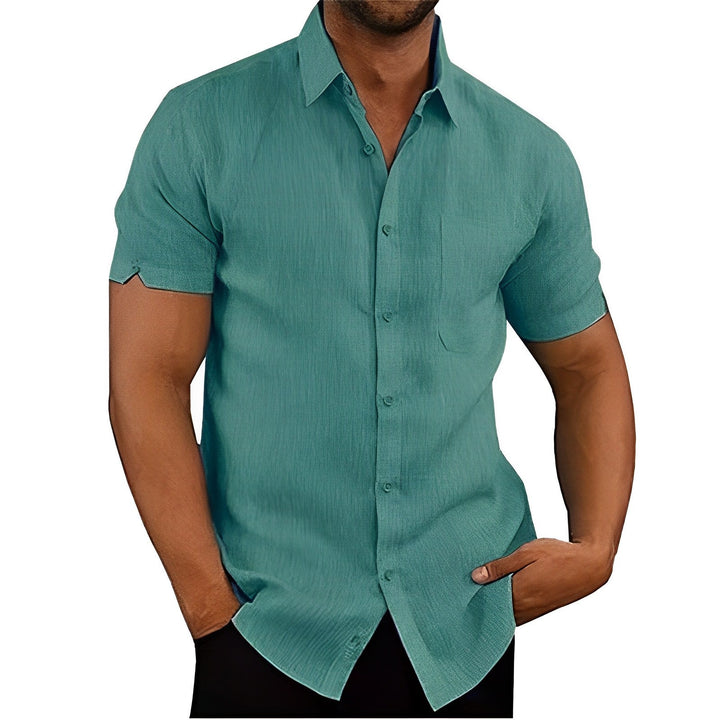 Levoire | Chemise Pour Homme En Lin Élégant À Manches Courtes vert olive