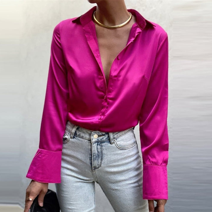 Levoire | Blouse En Satin - La Blouse Parfaite Pour Chaque Occasion ! Fuchsia rose