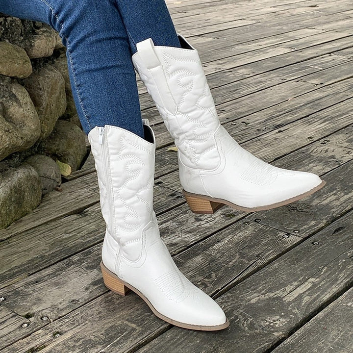 Levoire | Bottes Pour Femmes Dans Le Style Zapatos Avec Fermeture Éclair Latérale Blanc