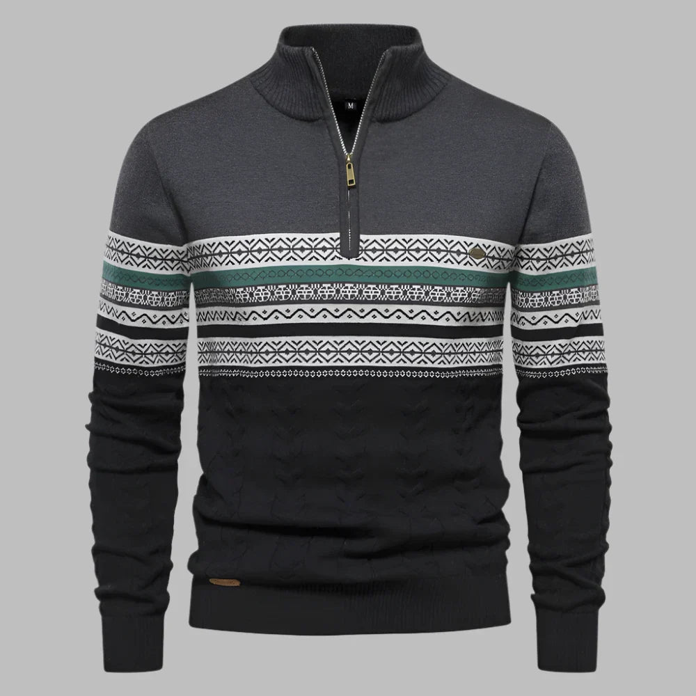 Levoire | Pull Pour Hommes Avec Motif En Tricot Rayé Gris foncé