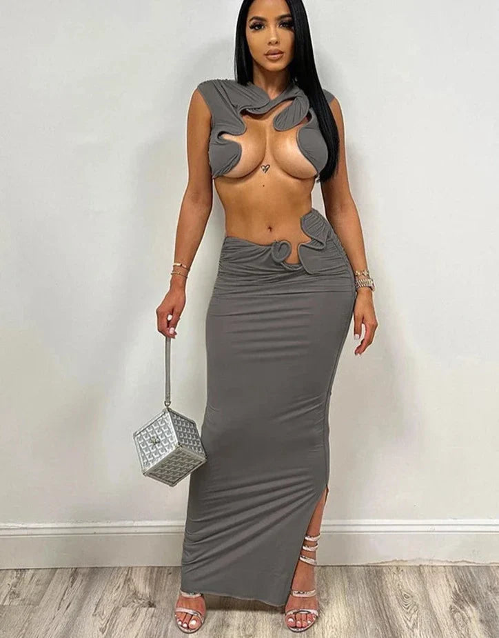 Levoire | Dyi Ujevn Micro Crop + Long Jupe Set