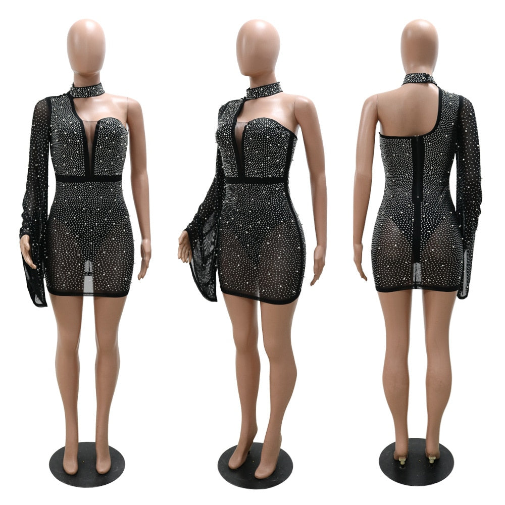 Levoire | Robe À Une Épaule Et Tissu En Filet Minimode