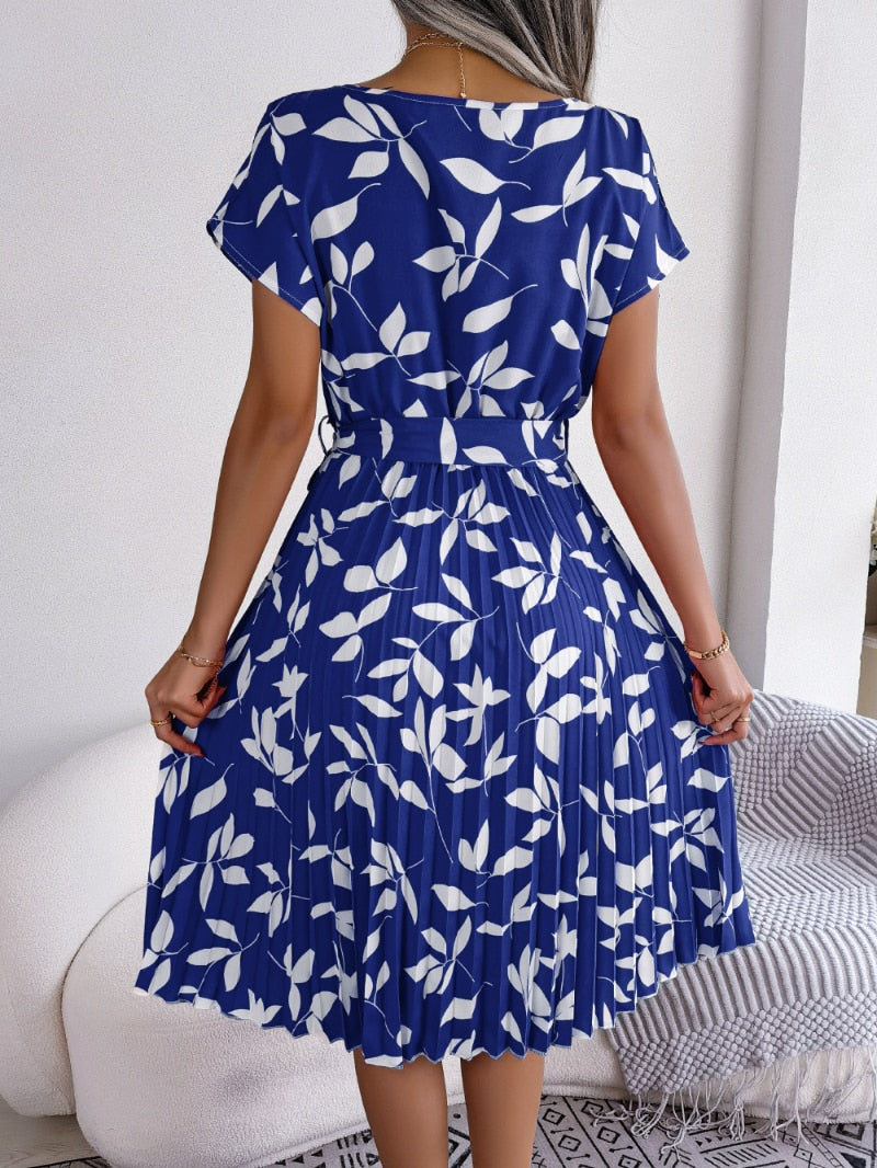 Levoire | Robe Midi Imprimee Chic Et Polyvalente Bleu Femmes