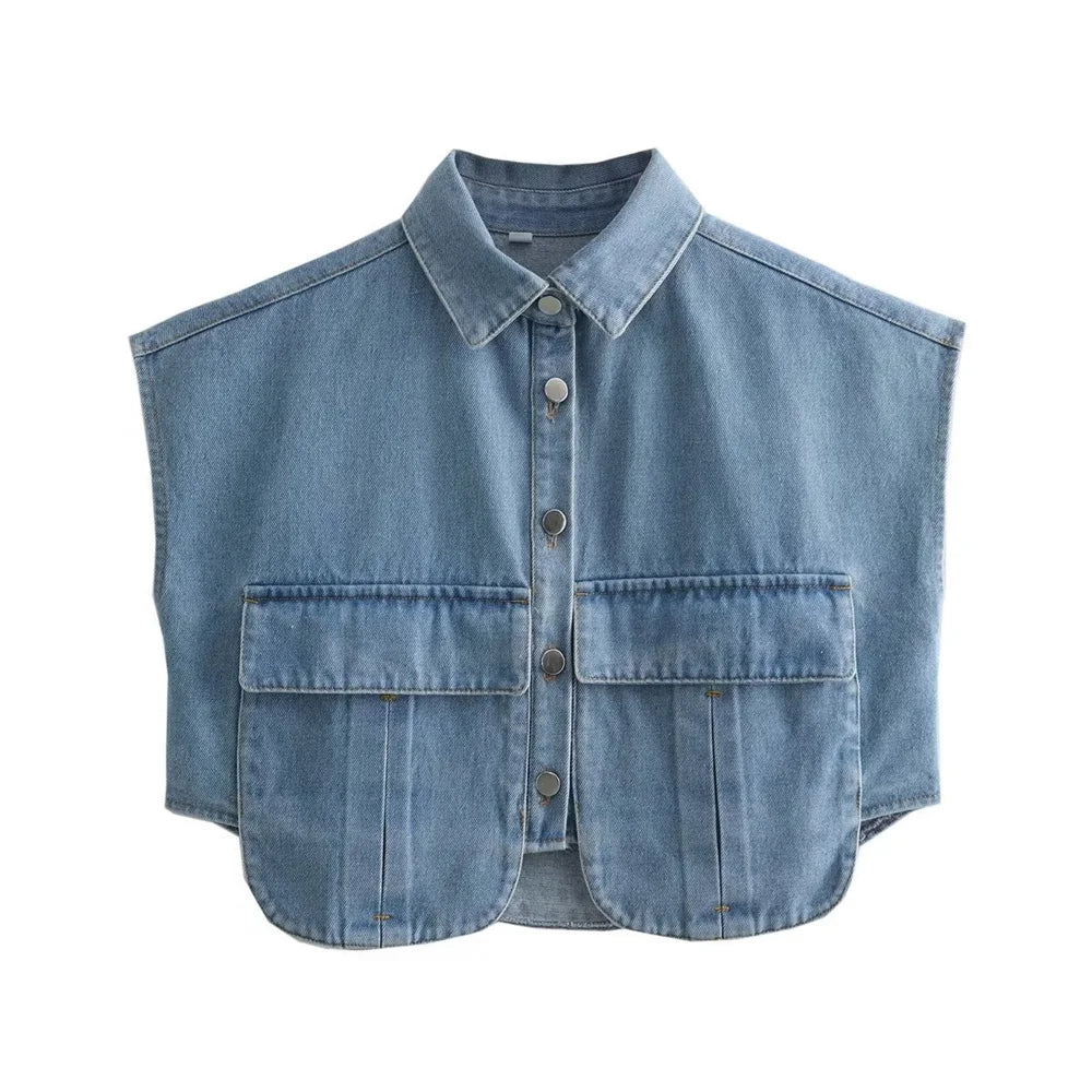 Levoire | Gilet En Denim Polo bleu clair