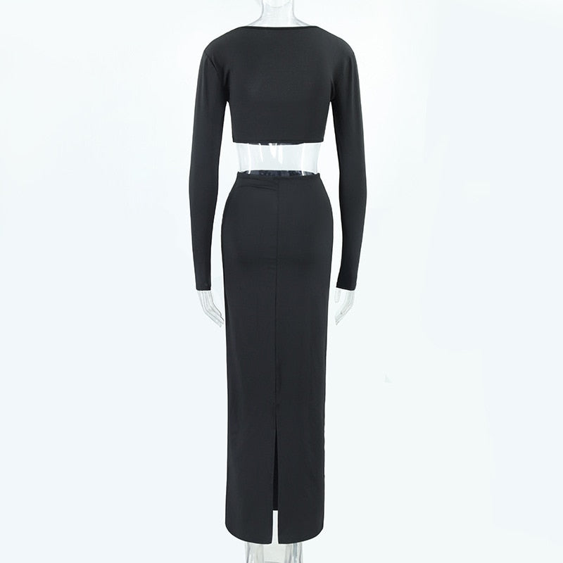 Levoire | Haut À Col Carré Et Jupe Maxi Ensemble