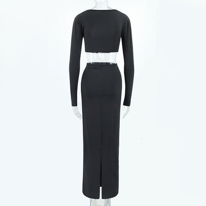 Levoire | Haut À Col Carré Et Jupe Maxi Ensemble