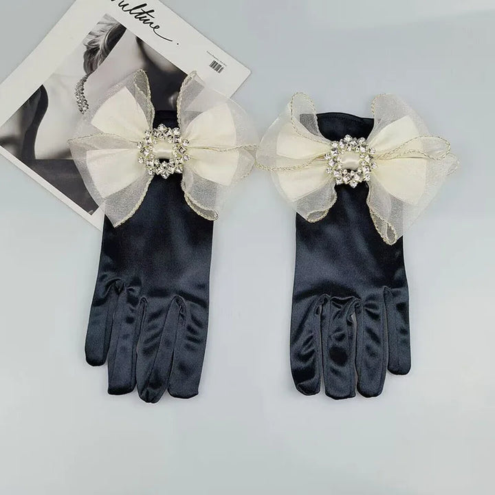 Levoire | Récolte Vintage Gants Courts En Satin Noir Hepburn Noir B Taille unique